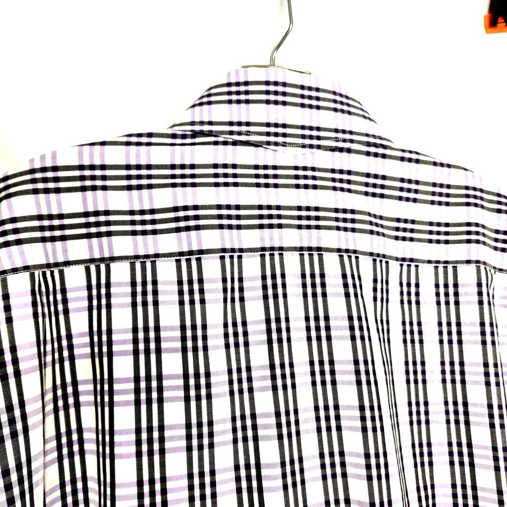 English Laundry by Christopher Wicks Cotton Shirt Size 17.5, 34/35 Purple Plaid - Picture 11 of 16